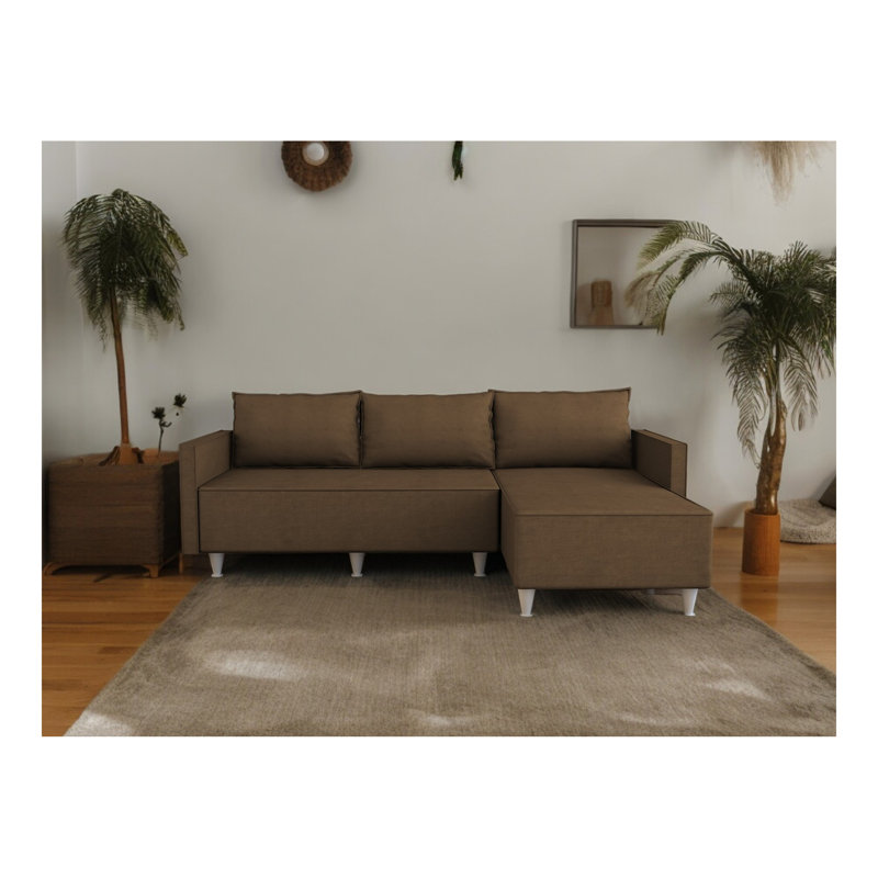 Aybuke Sectional, Brown Fabric