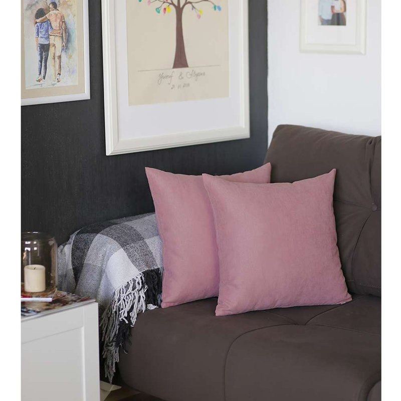 Ensemble de 2 coussins carrés modernes, Rose pâle