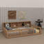 Élégant lit simple en bois TG avec armoires de rangement et ports USB-258318351