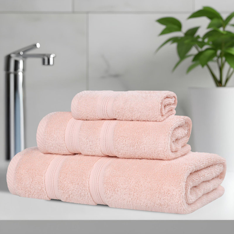  Smart Quick-Dry Zero Twist Cotton 3-Piece Towel Set, Peach