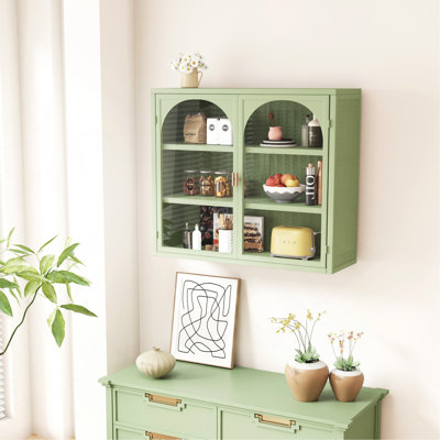 Armoire murale moderne à deux portes en verre avec rangement à trois niveaux