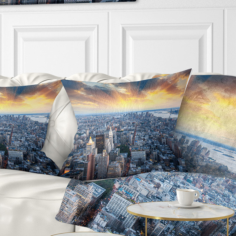 Coussin lombaire gratte-ciel Cityscape, 16 po x 16 po, Carré