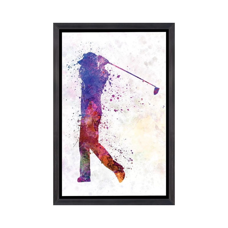 «Golfeur Swing Silhouette» par Paul Rommer - impression d'art graphique, H 40 po x l 26 po x P 1,5 po