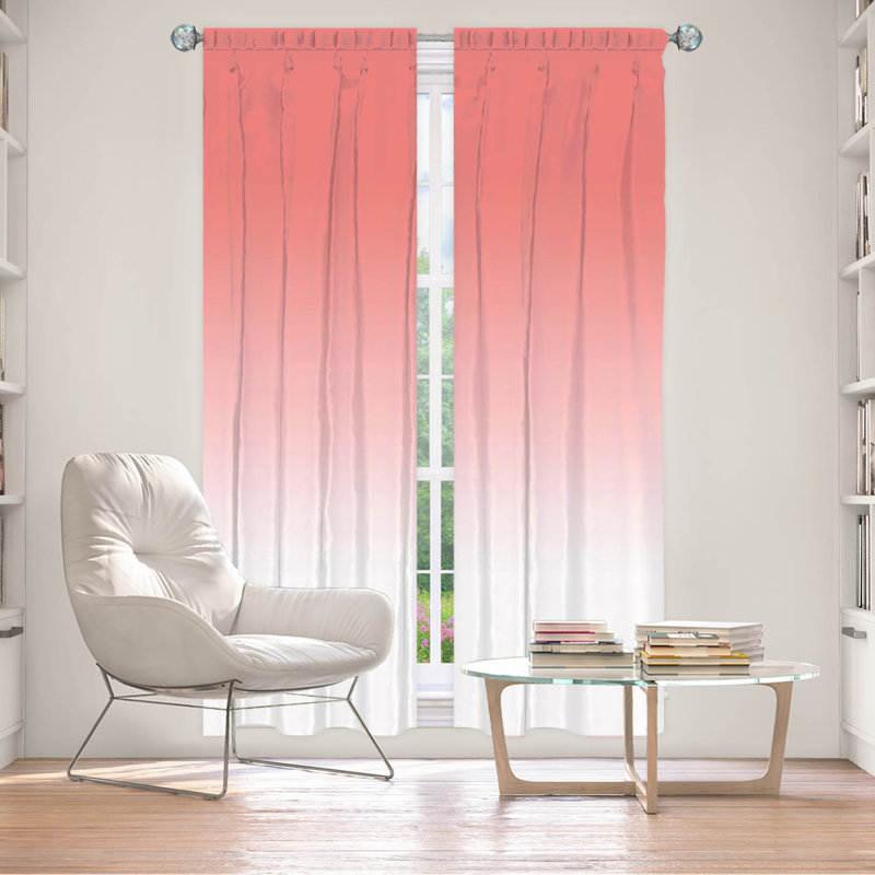 Vandela Room Darkening Curtain Pair, 20" W x 82" L, Pink/Peach/White