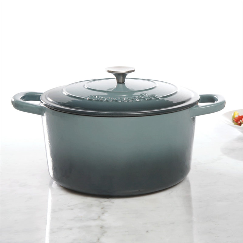 Cocotte ronde artisanale en fonte antiadhésive Crock-pot, 7 pte, Gris ardoise