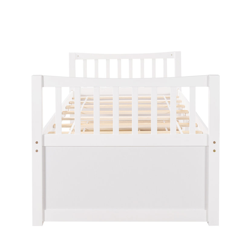Coverson Twin Storage Platform Bed, Solid Wood Bed with 6 Drawers, White