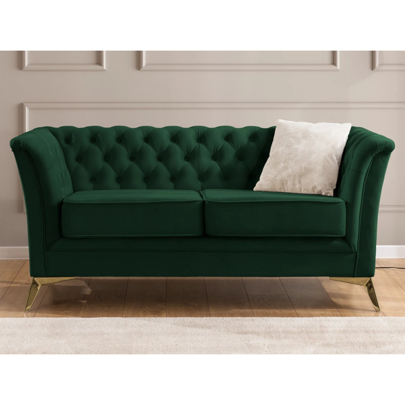 Whitby 2 - Piece Velvet Living Room Set, Bottle Green, Gold