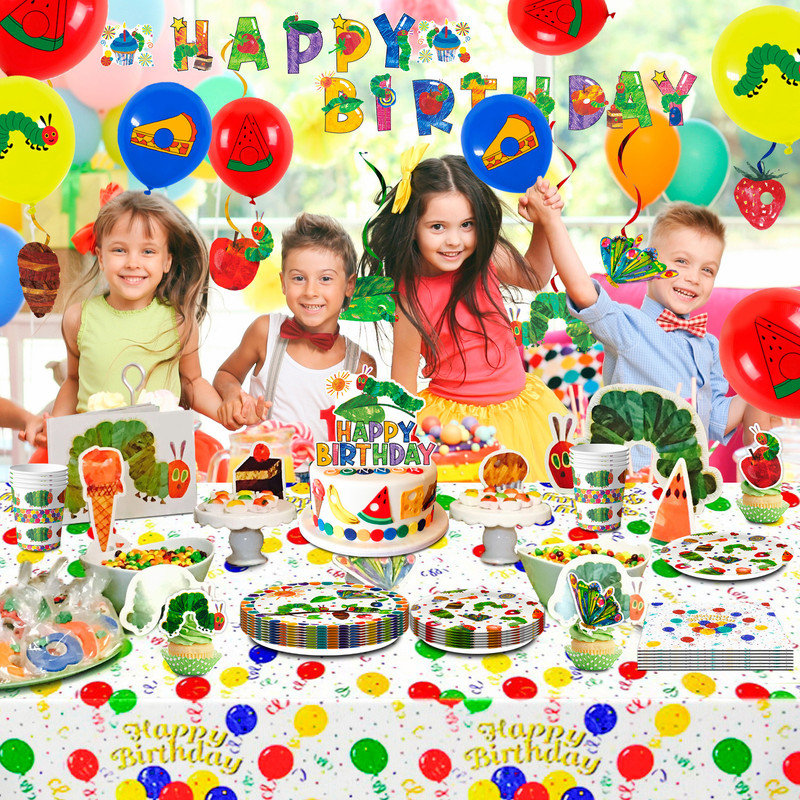 Hungry Caterpilla Party Supplies, 73pcs Hungry Caterpillar Birthday Decorations & Tableware Set