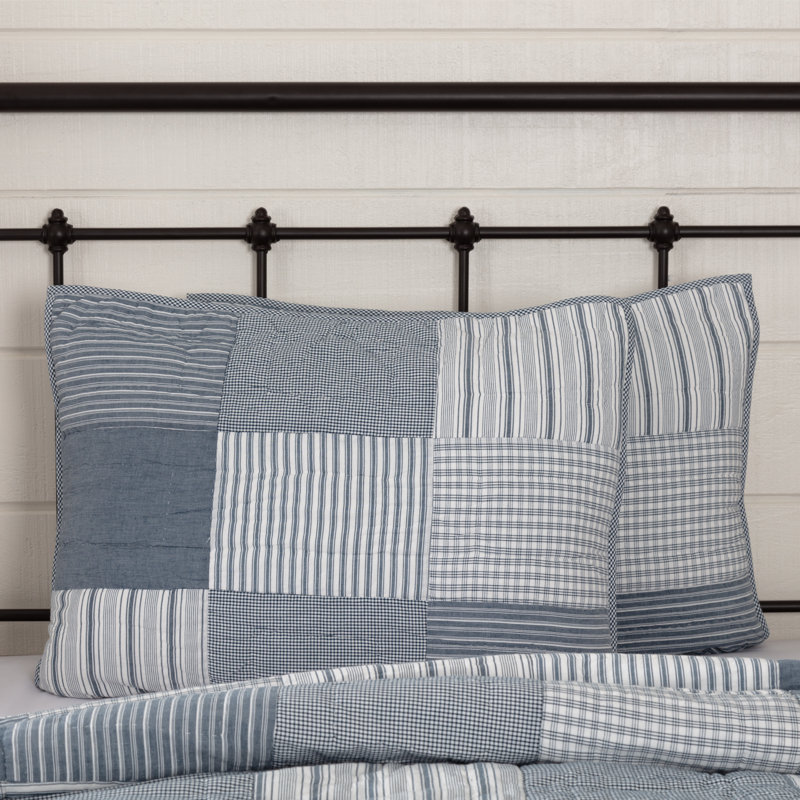 Sawyer Mill Blue Denim Cotton Patchwork Standard Sham