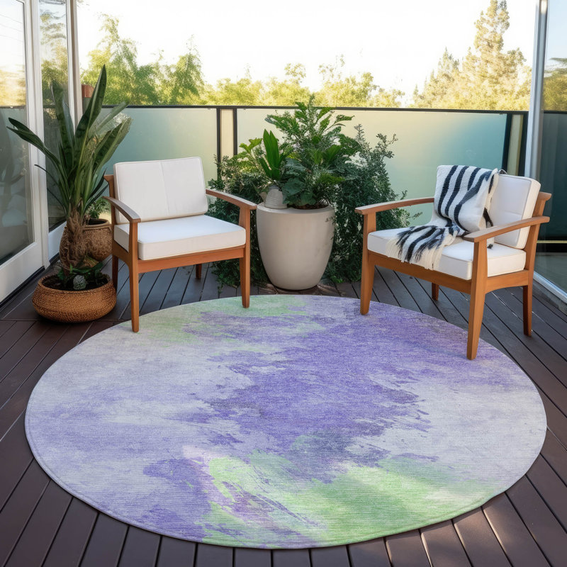 Tapis intérieur / extérieur lavable mauve Braeas - LOOMlan, 8 pi x 8 pi