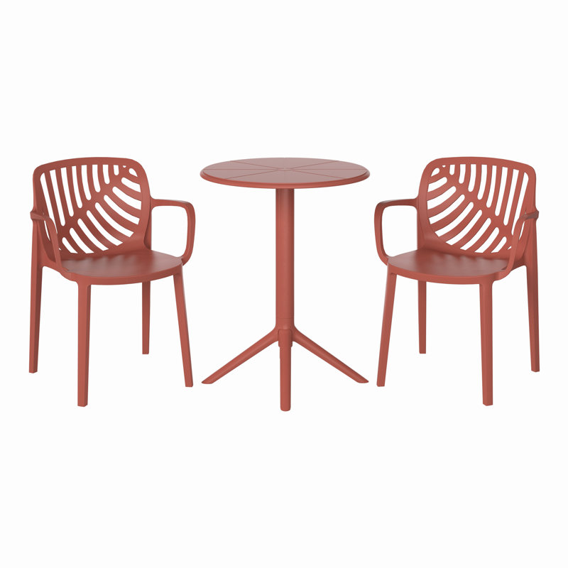 2-Person Outdoor Round Dining Set, Red