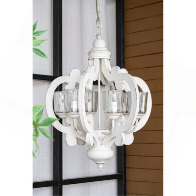 Luminaire suspendu de style lustre en bois de ferme 6 lumières avec chaîne réglable pour le vestibule du salon de la salle à manger, ampoule non incluse