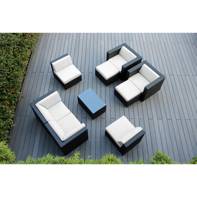 Bannan Wicker 6 - Person Seating Group with Cushions - No Assembly