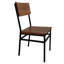 Ensemble de 2 chaises de salle à manger de style campagnard vintage, assise et dossier en chêne massif, structure en métal noir thermolaqué, sans accoudoirs, pour cuisine, salle à manger et café.