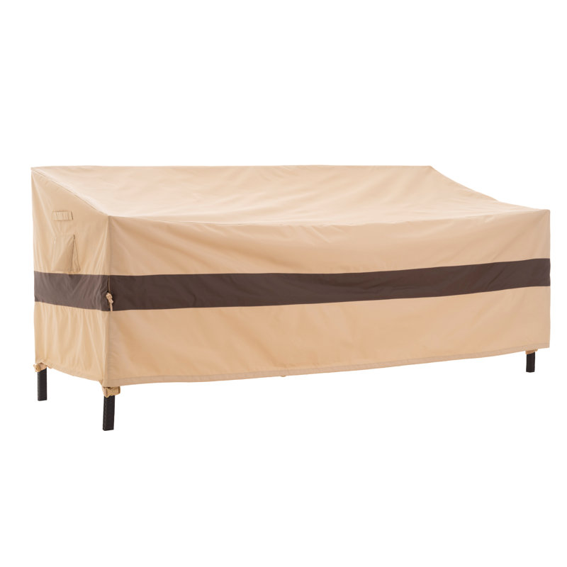 Waterproof Outdoor Patio Loveseat Cover, 87"W x 42"D x 35/26"H, Rip Stop, 3-Year Warranty, Beige/Coffee