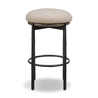 Cofer Swivel Upholstered Bar Stool with Solid Wood Frame with Metal Frame