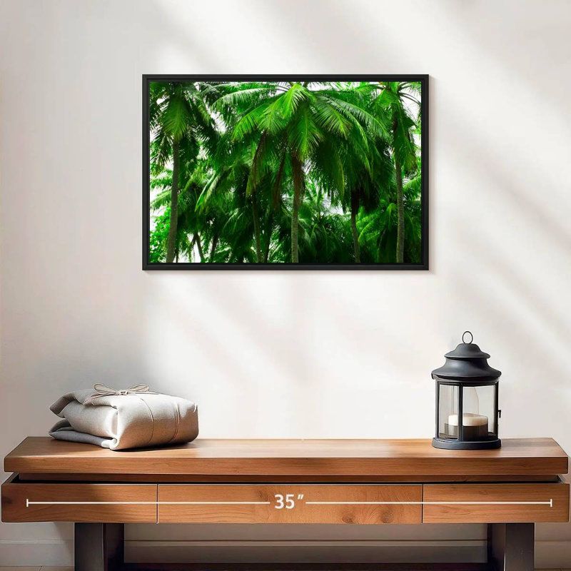 Palmier forêt, 19 po x 13 po, Cadre flottant noir