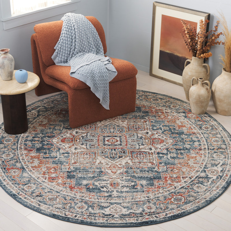 Kolbie Vintage Tabriz Performance Oriental Rug, Round 6'7"