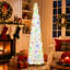 Sapin de Noël miniature illuminé de 1,5 m, pliable et mince, avec 70 lumières multicolores, idéal pour décorer les petits espaces pendant les fêtes.-493942532