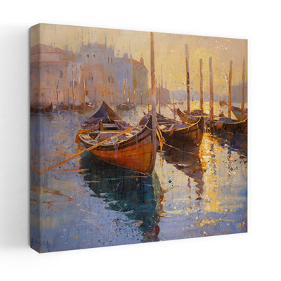 Venice Boats I Abstract Coastal Landscape Art