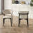 Contemporary 7-piece Dining Set, Travertine Rectangular Table With Unique Two-tone Stainless Steel Base, 6 Upholstered Linen Chairs With Black Solid Wood Legs, Ergonomic Backrest