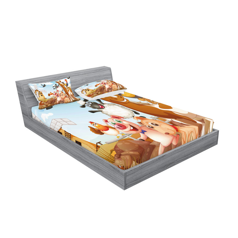 Ensemble de draps et taies décoratives pour animaux Ambesonne, bleu pâle et brun