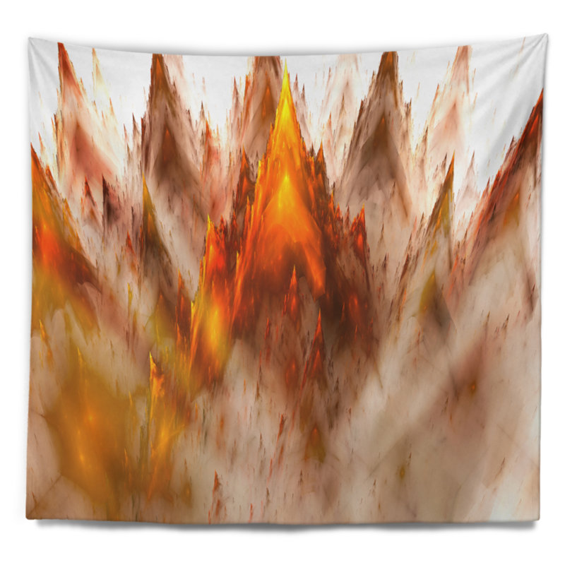 Tapisserie de conception abstract brown fractal crystals, H 50 po x l 60 po