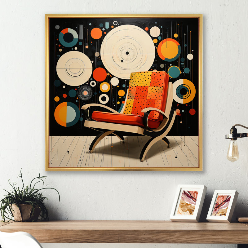 Colourful Mid Century Eames Elegance III - Mid-Century Wall Art Prints, H 24 po x l 24 po x P 1 po, Cadre flottant doré