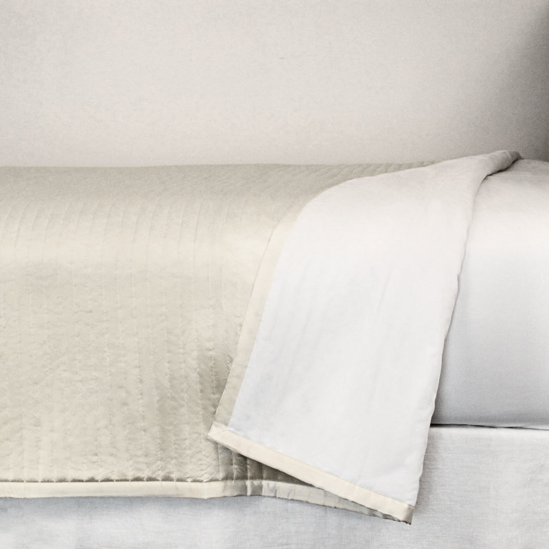 Charmeuse Channel Quilt Coverlet, King Coverlet, Ivory