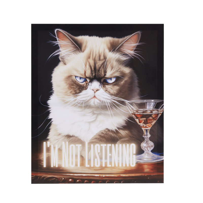 Grumpy Cat 'I'm Not Listening' Multicolor Canvas Wall Art