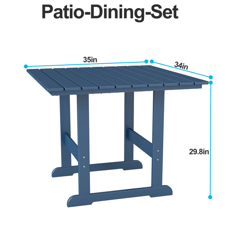 5-Piece-HDPE Outdoor-Table-And-Chairs With Removable Armrests, Blue