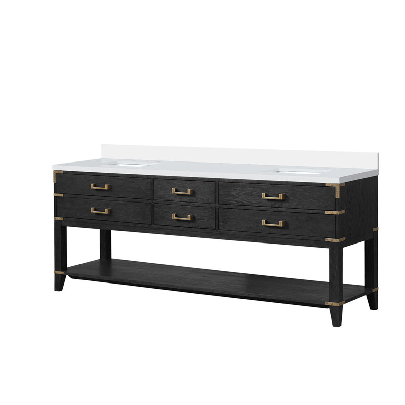 Double Bath Vanity with White Quartz Top