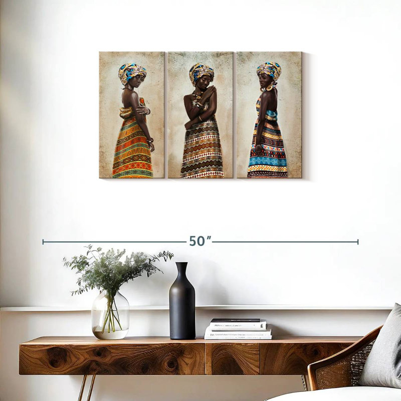 Trio africain Leisha, H 20 po x l 33 po
