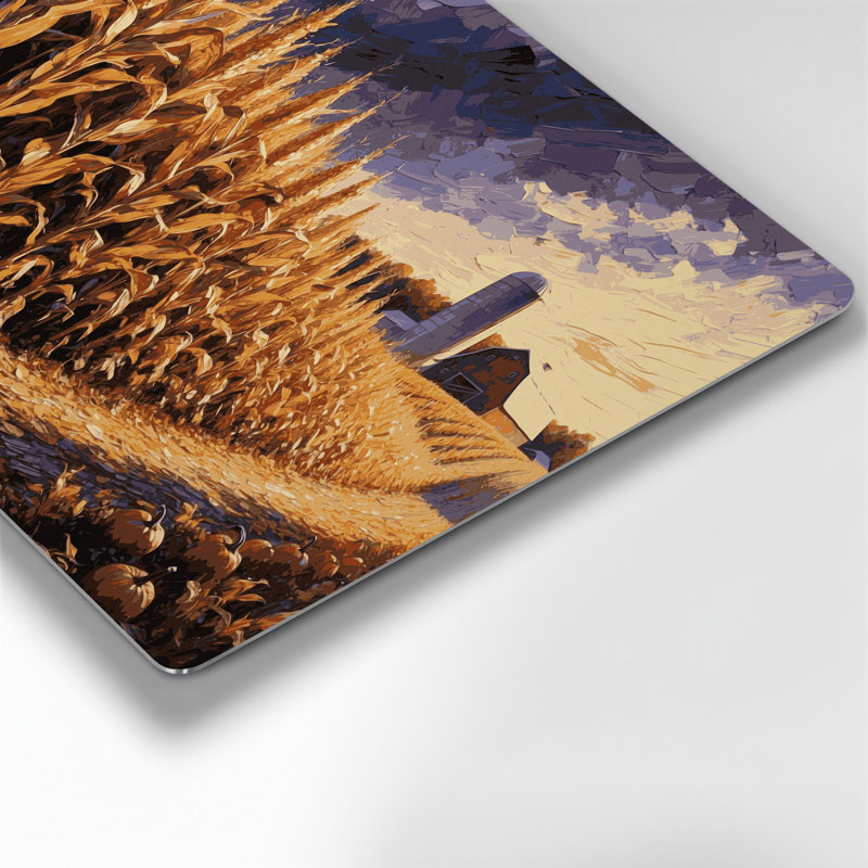 «Farm Fall Cornstalks», art mural en métal noir, H 11 po x l 14 po