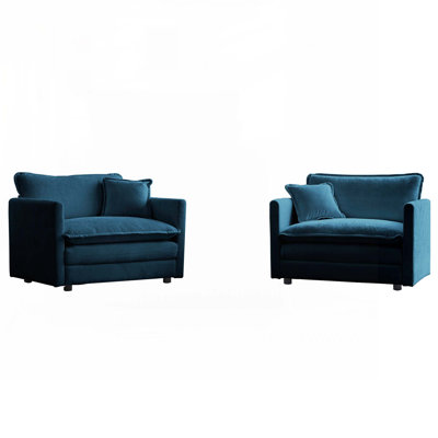 Chenille Upholstered Arm Chair Set with Toss Pillow