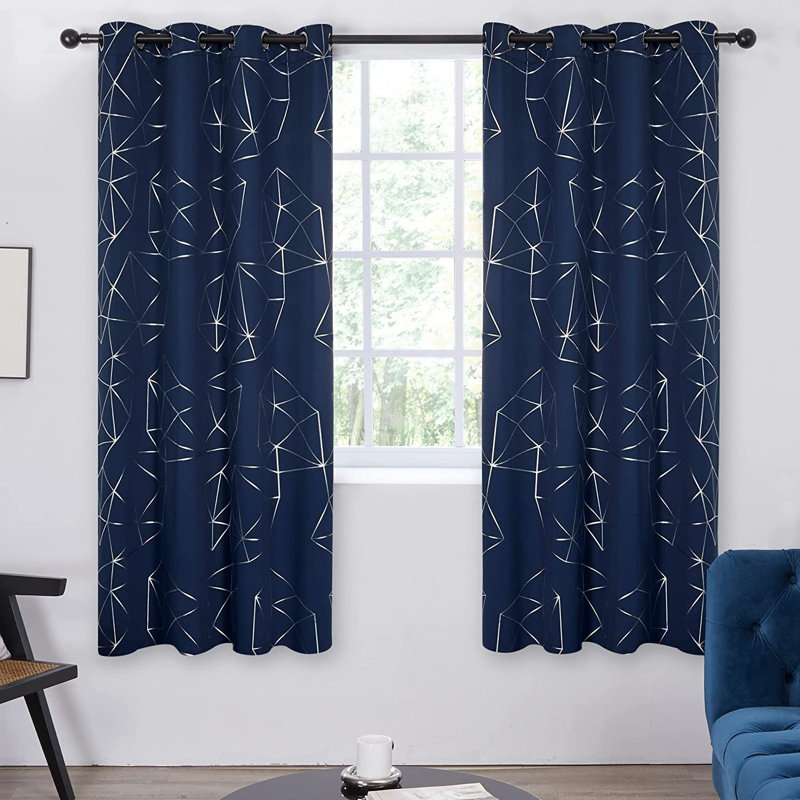Americo Blackout Curtain Pair, Navy Blue, 132 W x 160 D cm