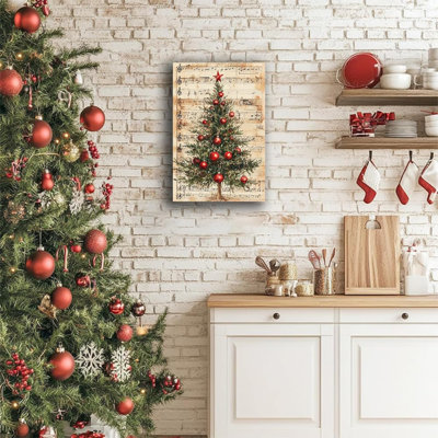 Arbre de Noël avec feuille de musique, art mural 24 po x 36 po