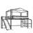 Full Metal Loft Bed with Storage Stairs, Shelves, Built-in Wardrobe, USB Ports and LED Lights, Noise-reduced Design-2082646874-2082646873