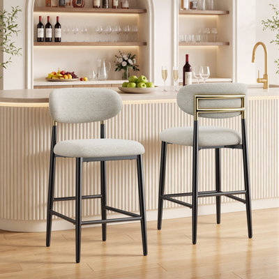 Upholstered Bar Stool with Iron Frame