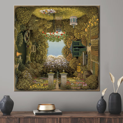 Décoration murale de paysage de jardin surréel: œuvre d'art abstraite sur toile pour une touche de surréalisme