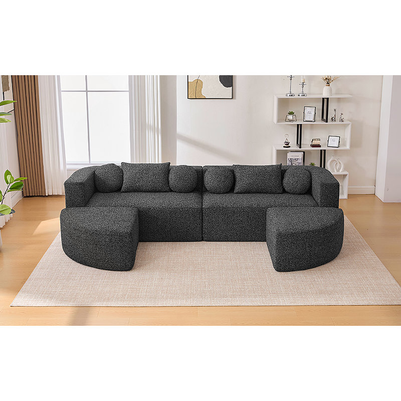 Canapé modulaire Boneless Couch, Bouclé noir