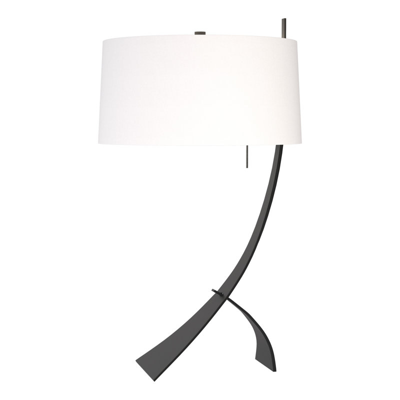 Lampe de table arquée métallique 28,3 po Stasis, Noir, Anna ton naturel