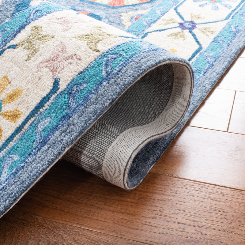 Tapis géométrique en laine et coton touffeté à la main Cyriel, Carré 6 pi