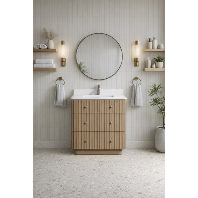 La Jolla 30'' Single Bathroom Vanity With Engineered Stone Top