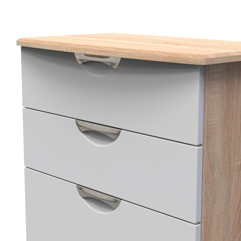 Bhodhini 4 Drawer Deep Chest (Ready Assembled), Grey Matt/Bardolino Oak