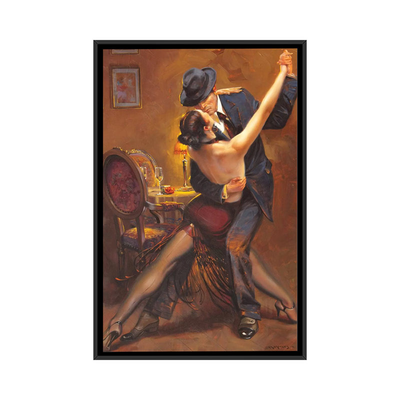 Tango par Maher Morcos - reproduction d'art, Pas de tapis, H 26 po x l 18 po x 1,5 po, Toile avec cadre noir