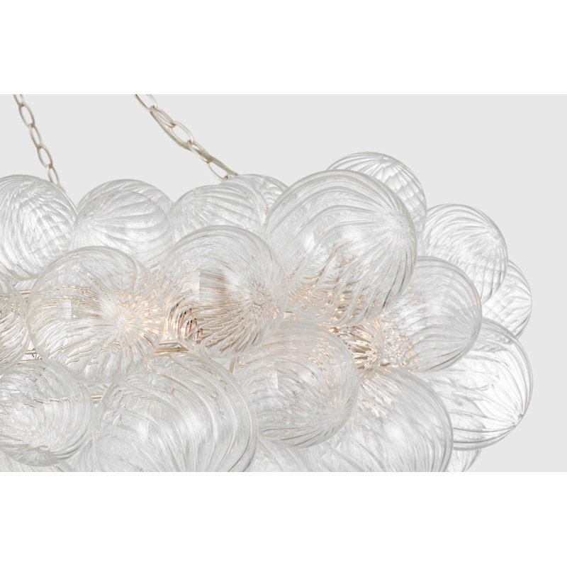 Talia 12 - Light Chandelier, Burnished Silver Leaf/Clear Swirled Glass