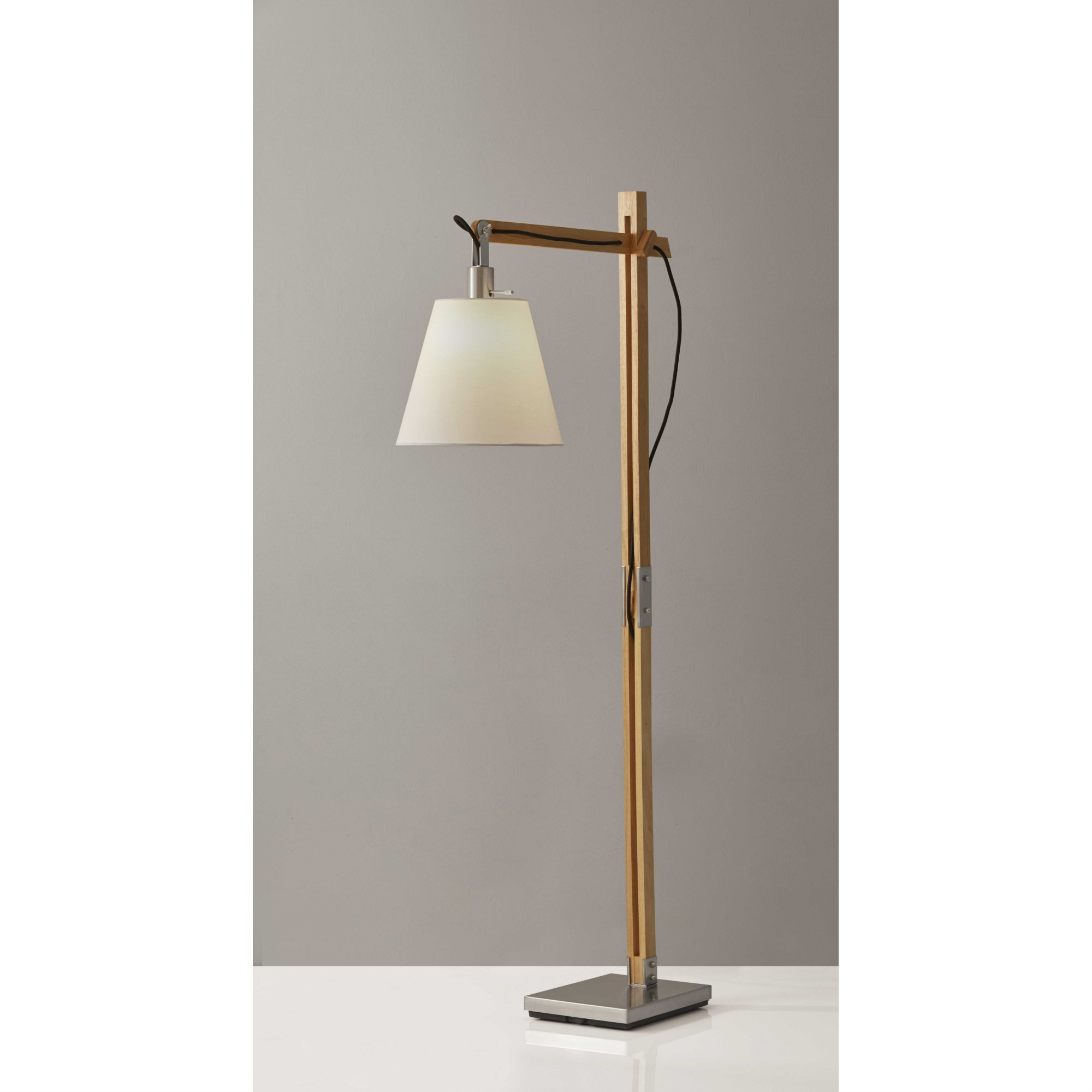 Gracie Oaks Ozge 61'' Black/Browm Swing Arm Floor Lamp | Wayfair