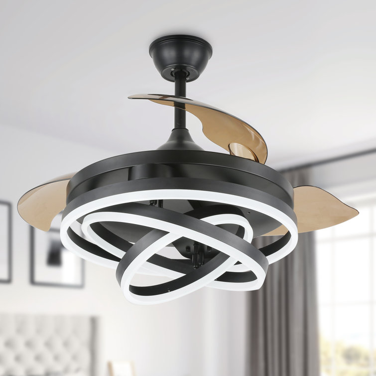 Elfred 42'' Modern DIY Shape Ceiling Fan with Lights, 6-Speed DC Motor Dimmable LED Ceiling Fan