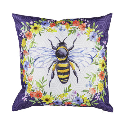Housse de coussin d'extérieur Bee Happy Bee Kind